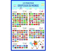 Poster drapeaux du monde - AC-DÉCO - L 76 x l 52 cm - Effaçable à sec - Multicolore - Pédagogique