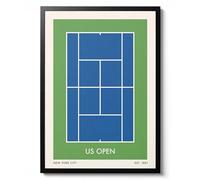 Poster du Grand Chelem US Open - Affiche graphique minimaliste de tennis de New York - Décoration murale - Cadeau de décoration sportive - Mat d'archivage - A5 (encadré) - 21 x 14,8 cm