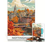 Poster du Paysage Urbain de Nottingham, Puzzle de 1000 pièces pour Adolescents, Jeu de logique et de détente, découpe précise, Cadeau précieux (38x26cm)