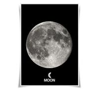 Poster du système solaire - Format A3 - Mars Jupiter - Impression HD - Univers - Espace - Décoration d'intérieur (lune)