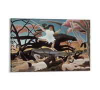 Poster d'œuvres d'art Combatants Henri Rousseau - Impression sur toile - Décoration d'intérieur - 20 x 30 cm