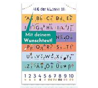 Poster éducatif ABC personnalisé pour enfants - Nom ou dicton possible - Alphabet allemand avec motifs d'animaux et aide au comptage de 1 à 10 - Décoration murale colorée pour salle de classe et