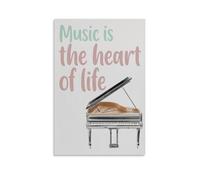 Poster éducatif avec citation musicale « Music Is The Heart of Life » (20 x 30 cm)