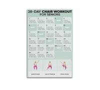 Poster éducatif de 28 jours sur chaise de yoga - Décoration murale de motivation - Convient pour le bureau, la salle de sport, la chambre à coucher, esthétique sans cadre - 40 x 60 cm