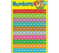 Poster éducatif de mathématiques préscolaires pour tout-petits, crèche, école maternelle, salle de classe, enseigner les chiffres de 1 à 100, tableau mural éducatif pour la maternelle