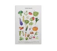 Poster éducatif Montessori Légumes - Affiche éducative pour enfants - Affiche d'apprentissage pour enfants - Affiche d'art vintage pour enfants - Poster sur toile - Décoration de chambre à coucher -