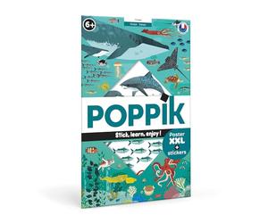 POSTER EDUCATIF POPPIK Stickers Océans - Puzzle Enfant Créatif Décoratif à Gommettes Autocollantes Repositionnables, Jeu Enfant 60 Stickers, 6-12 ans