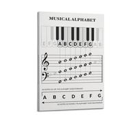Poster éducatif sur toile avec lettres de l'alphabet musicales, décoration murale adaptée pour chambre à coucher et salon, 20 x 30 cm