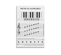 Poster éducatif sur toile avec lettres de l'alphabet musicales - Décoration murale - Convient pour chambre à coucher et salon - Sans cadre - 50 x 75 cm