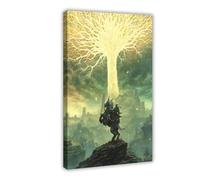Poster Elden Ring Shadow of The Erdtree The Tarnished Video Game Poster sur toile pour décoration murale de salon, chambre à coucher (60 x 90 cm)