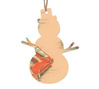 Poster en bois en forme de bonhomme de neige - Décoration vintage pour sapin de Noël