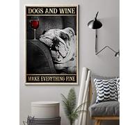Poster en métal avec bouledogue anglais et chien et vin font tout ce qui est fin - 20,3 x 30,5 cm