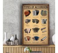 Poster en métal avec clavier musical types d'accordéon - Décoration d'intérieur - 15,2 x 20,3 cm