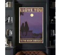 Poster en métal avec couple de chats I Love You To The Moon And Back 20,3 x 30,5 cm