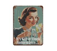 Poster en métal avec impression Gin O'Clock - Décoration murale - Décoration murale - 30 x 40 cm