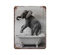Poster en métal avec inscription Happy Elephant In Retro Iron Painting Bar People Cave Cafe Family Garage Décoration murale 30 x 40 cm
