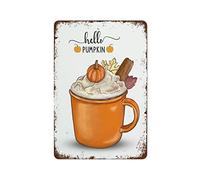 Poster en métal avec inscription « Hello Pumpkin Spice Latte » - Décoration d'intérieur - 20,3 x 30,5 cm