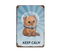 Poster en métal avec inscription « Keep Calm Kitty Subnautica » - Décoration murale - 20 x 30 cm