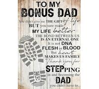 Poster en métal avec inscription « My Bonus Dad, Thank You for Stepping in and Being the Dad You Didn't Have to Be » - 30,5 x 20,3 cm