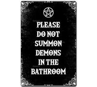 Poster en métal avec inscription « Please Don't Summon in The Bathroom » - Décoration murale - 20,3 x 30,5 cm