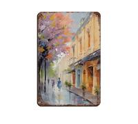 Poster en métal avec scène de rue parisienne - Décoration murale - Décoration murale - 20 x 30 cm