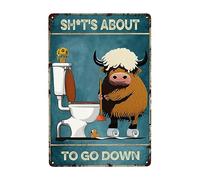 Panneau mural humoristique en forme de vache - Cadeau pour les amateurs de vache - Décoration murale vintage en métal pour maison, chambre, ferme, salle de bain, toilettes, toilettes - 20,3 x 30,5 cm