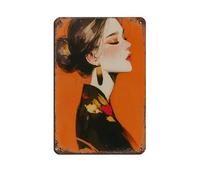 Poster en métal élégant portrait de femme rétro chic art rétro peinture fer bar personnes grotte café famille garage poster décoration murale 20 x 30 cm