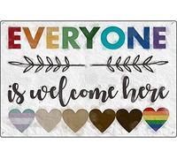 Poster en métal « Everyone is Welcome Here », affiche de salle de classe vintage en métal pour homme et femme, décoration murale pour bars, restaurants, cafés, pubs, 20,3 x 30,5 cm