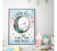 Poster en métal « I Love You To The Moon And Back » pour enfants, maison, café, bar, garage, 20,3 x 30,5 cm