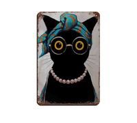 Poster en métal imprimé chat Karma Is Retro - Décoration murale - 20 x 30 cm