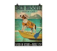 Poster en métal Jack Russell Beach Life When In Doubt Paddle Out 20,3 x 30,5 cm