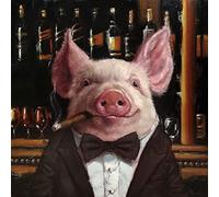 Poster en métal vintage avec inscription « Cochon » - Motif cigare - Lucia Heffernan - 20,3 x 30,5 cm