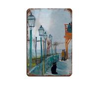 Poster en métal vintage en forme de chat Van Gogh Terrace Montmartre pour pub, club, café, bar, maison, décoration murale, affiche rétro 20 x 30 cm