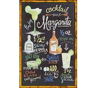 Poster en métal vintage recette de cocktail margarita 20,3 x 30,5 cm Décoration murale classique