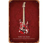 Poster en métal vintage rétro 2021 avec inscription « Famous Guitars Eddie Van Halen » - Décoration murale d'intérieur - 15,2 x 20,3 cm