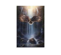 Poster en toile imprimée avec aigle en cascade - Décoration murale pour salon, chambre à coucher
