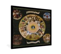 Poster encadré Les sept péchés capitaux et les quatre dernières choses - peinture de Hieronymus Bosch Tableau deco avec cadre 40x40 cm affiche decoration murale