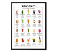 Poster encadré Smoothies Your Essential Guide A3 - Top 20 des recettes de smoothies avec images - Poster encadré A3 - Cadre noir
