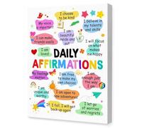 poster Encouraging Affirmations Canvas Print for Her - Uplifting Daily Quotes, Motivational Wall Decor for Bedroom, Office, or as an Inspirational Gift(Framed,16x24inch(40x60cm))