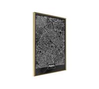 Image encadrée Artgeist Poster et affiche - City Map: Paris (Dark) - 40x60 (17090)