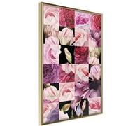 Affiche Murale Encadrée "Floral Jigsaw" 40 x 60 cm Or