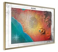 Affiche Murale Encadrée "Raised Relief Map Rome" 30 x 20 cm Or Multicolore G