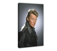 Poster exclusif sur toile représentant le chanteur légendaire Johnny Hallyday - Décoration murale pour salon, chambre à coucher - 50 x 75 cm
