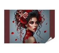 Poster Femme avec une coiffure créative pour salon de coiffure maquillage studio de manucure cosmétiques - Poster 130x90 cm