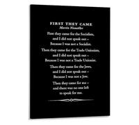 poster “First They Came” by Martin Niemöller - Human Rights Quote Poster, Historical Remembrance Wall Art for Study(Framed,12x18inch(30x45cm))