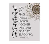poster Fruit of the Sunflower Print | Encouraging Bible Verse Wall-Art in Rustic Style - Christian Home Decor, Gift for Women, Church, Office & Farmhouse(Framed,12x18inch(30x45cm))