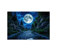 Poster « Full Moon Illuminates The Rocky Path » - Art vintage - Décoration esthétique pour salon, chambre d'enfant, dortoir, café, salle de bain, convient pour chambre à coucher, salle de sport, style