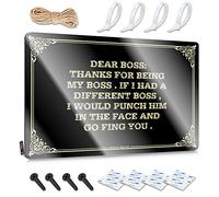 Poster funky rustique avec zone douce | Dear Boss : Thanks For Being My Boss If I Had A Different Boss, I Would Punch Old Metal Décoration murale pour camping et maison (30 x 40 cm)