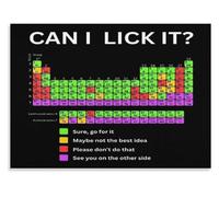 poster Funny Science Poster - Can I Lick It Periodic Table, Unframed Canvas Art for Nerds, Students, Home Office Decor(Unframed,08x12inch(20x30cm))