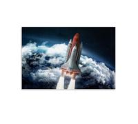 Poster fusée dans l'espace - Décoration murale - Ciel étoilé cosmique - 30 x 45 cm